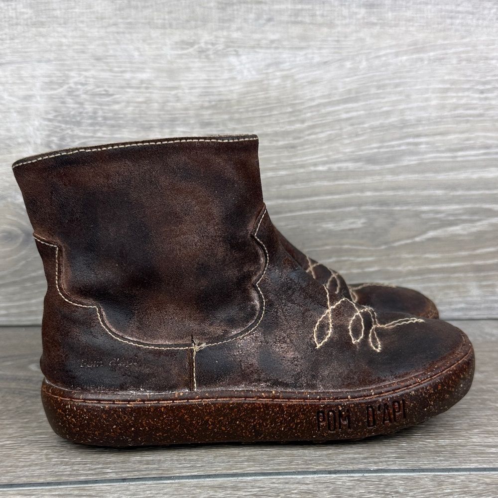Pom D'Api Little Girl Sz 13/EU 30 Dark Brown Leather Inside Zip Ankle Boots